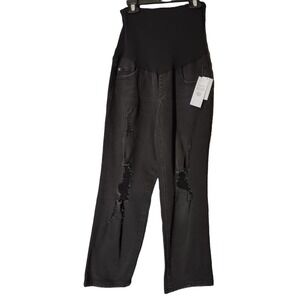 Maternity Luxe Essentials Black Denim‎ Jeans Distressed Pant 25 Womans Pregnancy